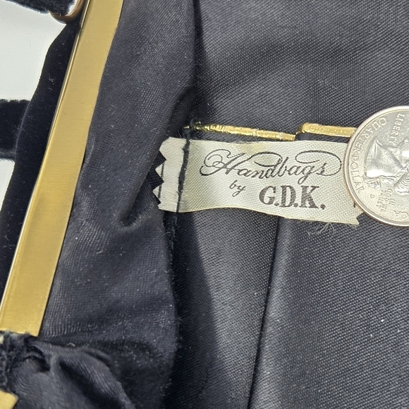 VINTAGE HANDBAGS BY G.D.K. BLACK VELVET TOP HANDLE MINI BAG PURSE WOMEN ELEGANT - Picture 9 of 12